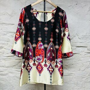 Rubber Ducky Productions Silky Mini Dress Boho Retro 60s Hippie Mod Mad Men